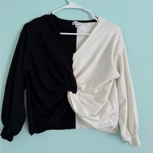 Fate Black and White Twist Front Sweater
